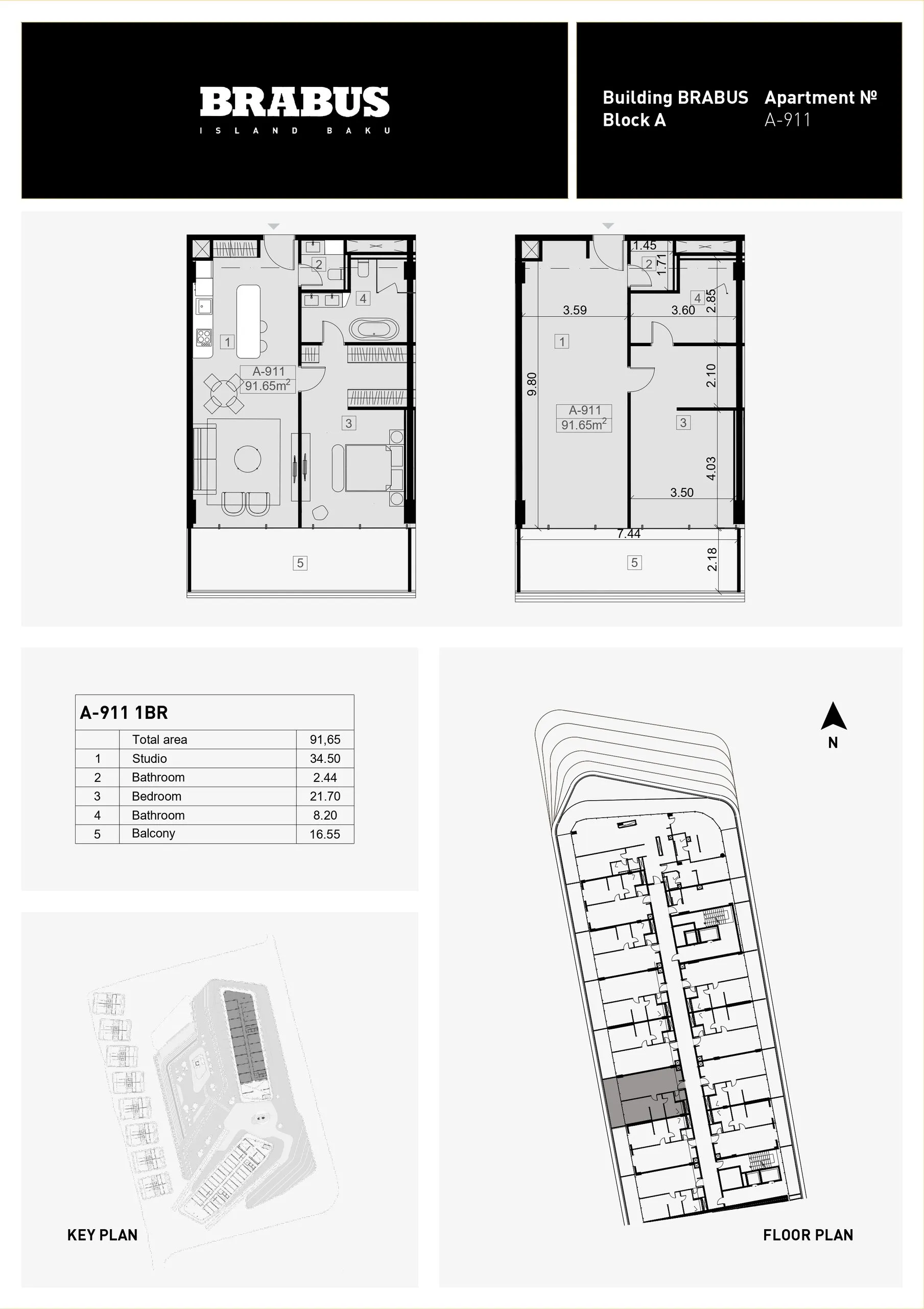 1 yatak odalı daire — Sea Breeze, Bakü, Abşeron — 3/4