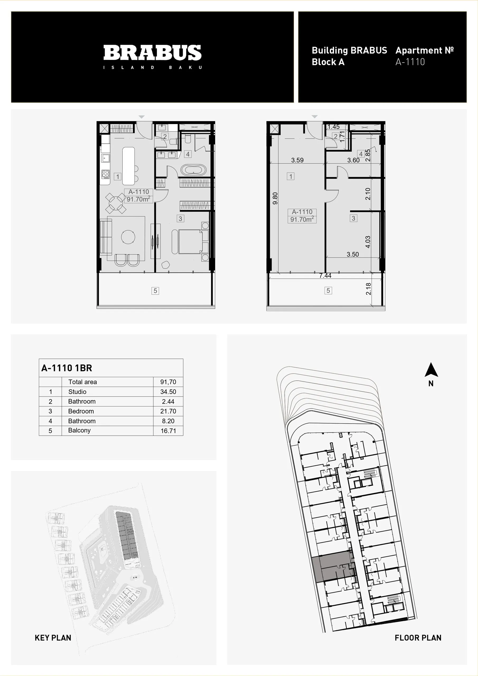 1 yatak odalı daire — Sea Breeze, Bakü, Abşeron — 3/4