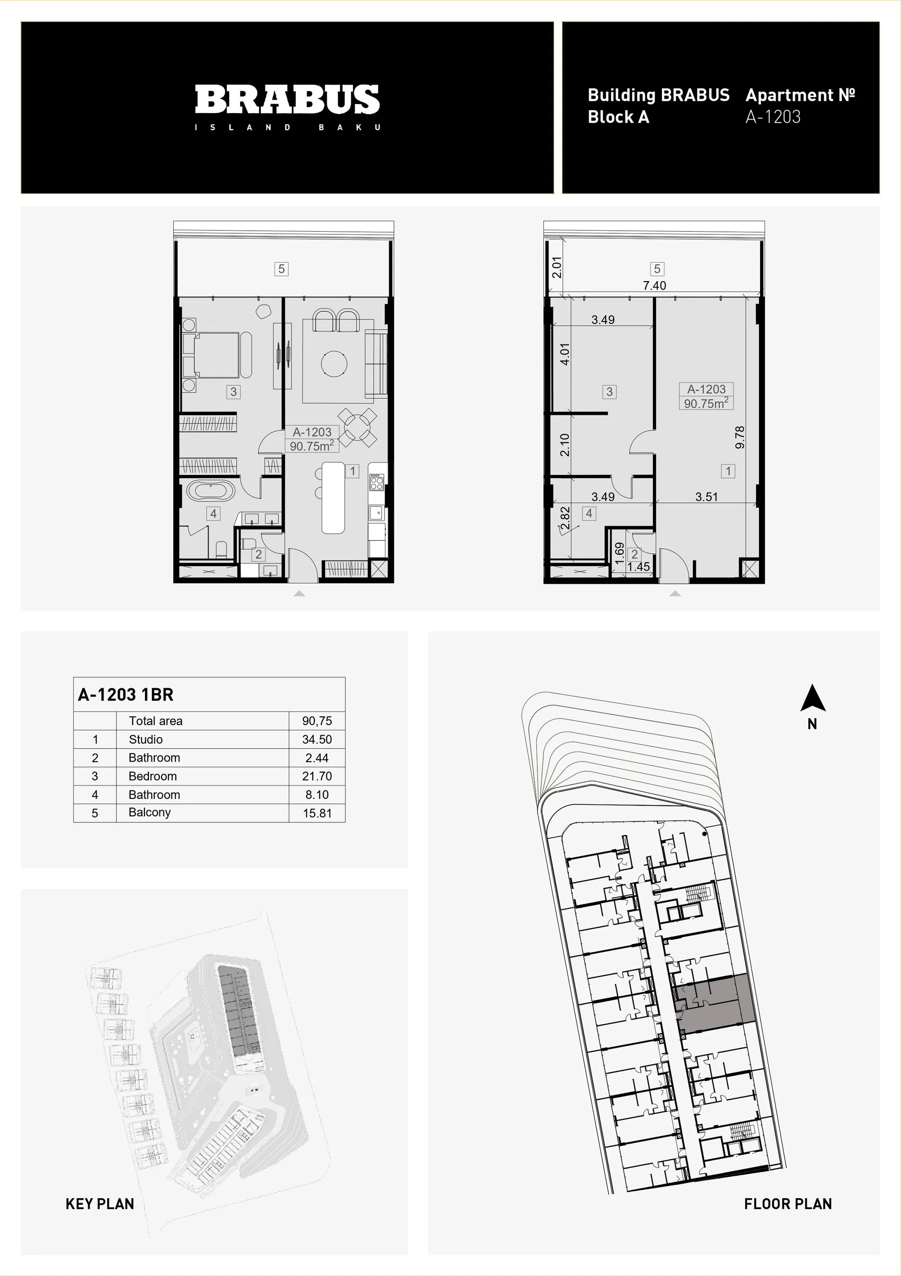 1 yatak odalı daire — Sea Breeze, Bakü, Abşeron — 3/4