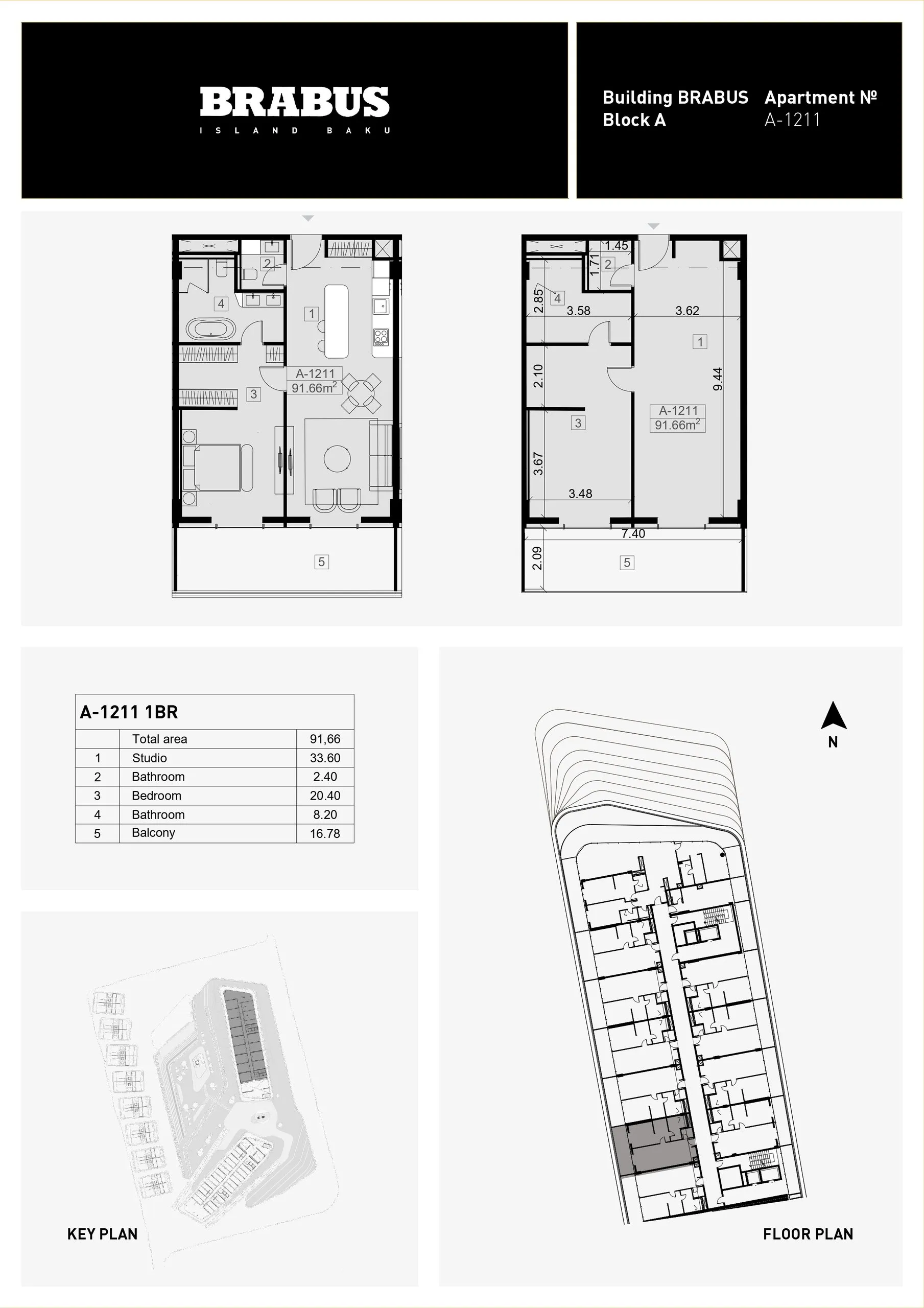 1 yatak odalı daire — Sea Breeze, Bakü, Abşeron — 3/4