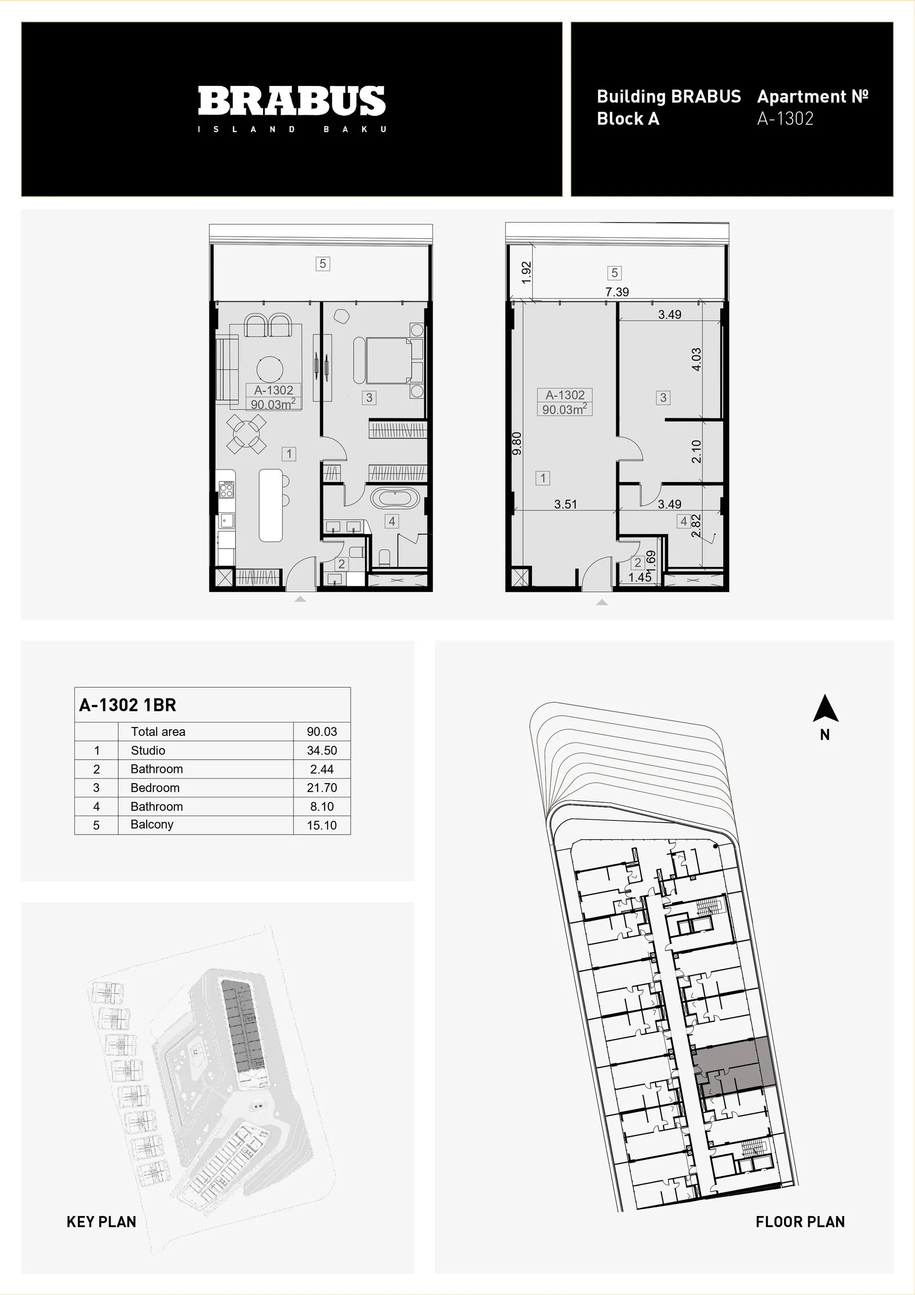 1 yatak odalı daire — Sea Breeze, Bakü, Abşeron — 3/4