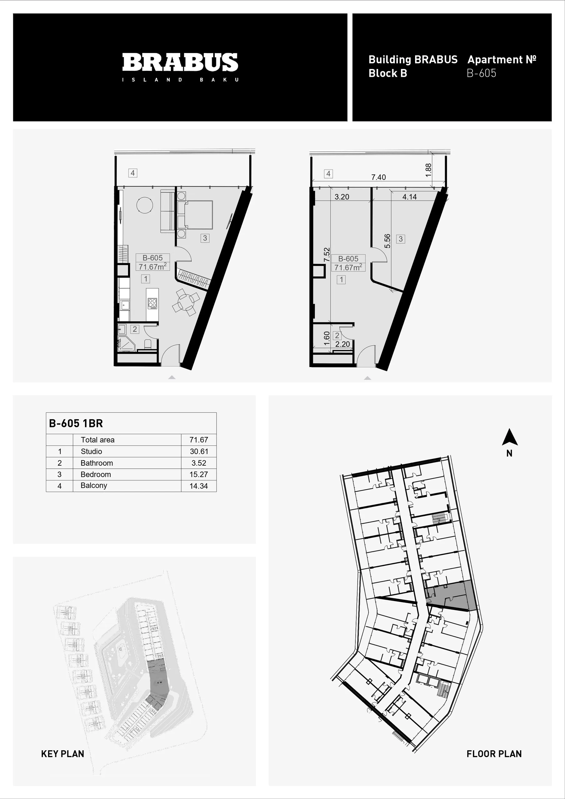 1 yatak odalı daire — Sea Breeze, Bakü, Abşeron — 3/4