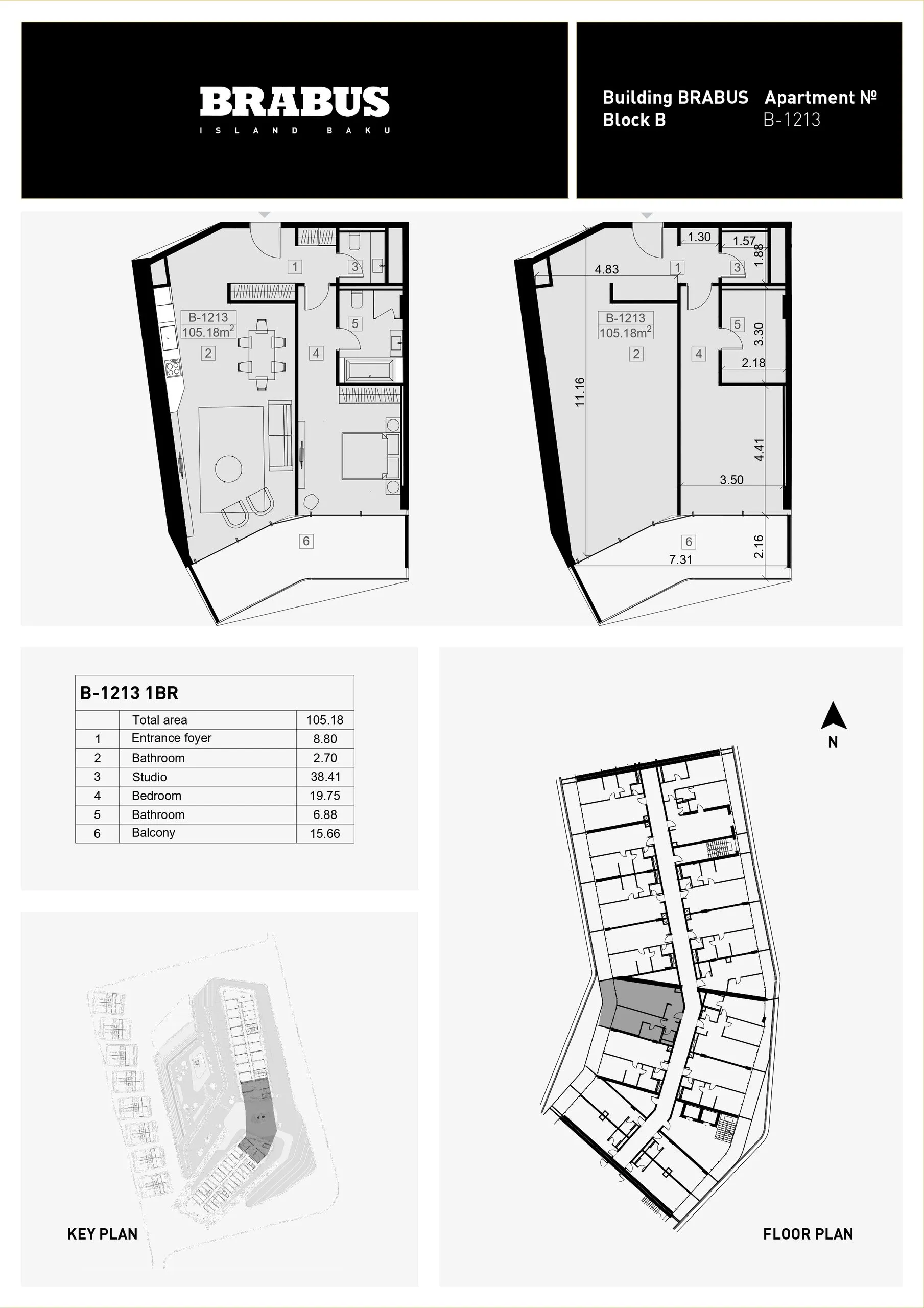 1 yatak odalı daire — Sea Breeze, Bakü, Abşeron — 3/4