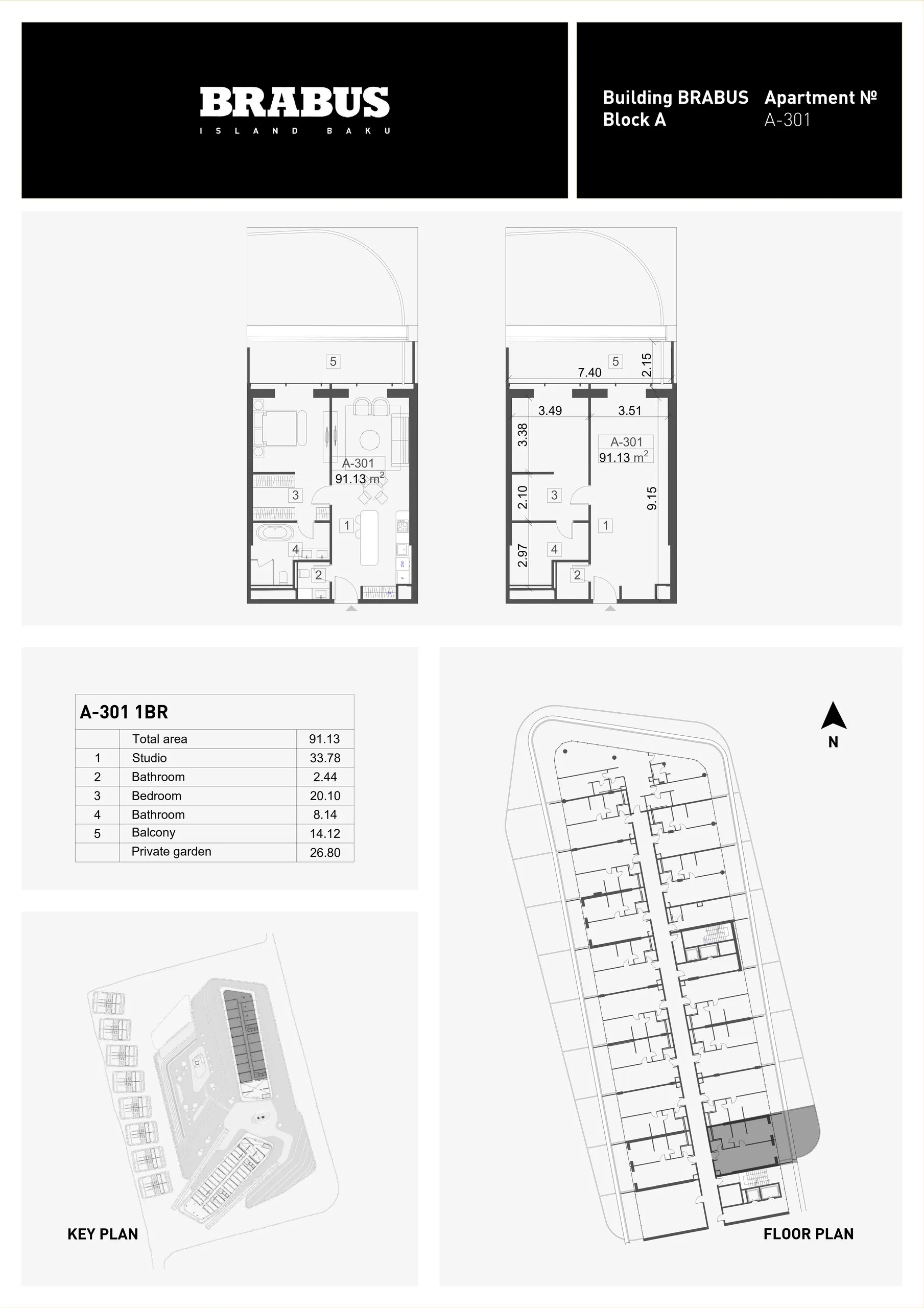 1 yatak odalı daire — Sea Breeze, Bakü, Abşeron — 3/4