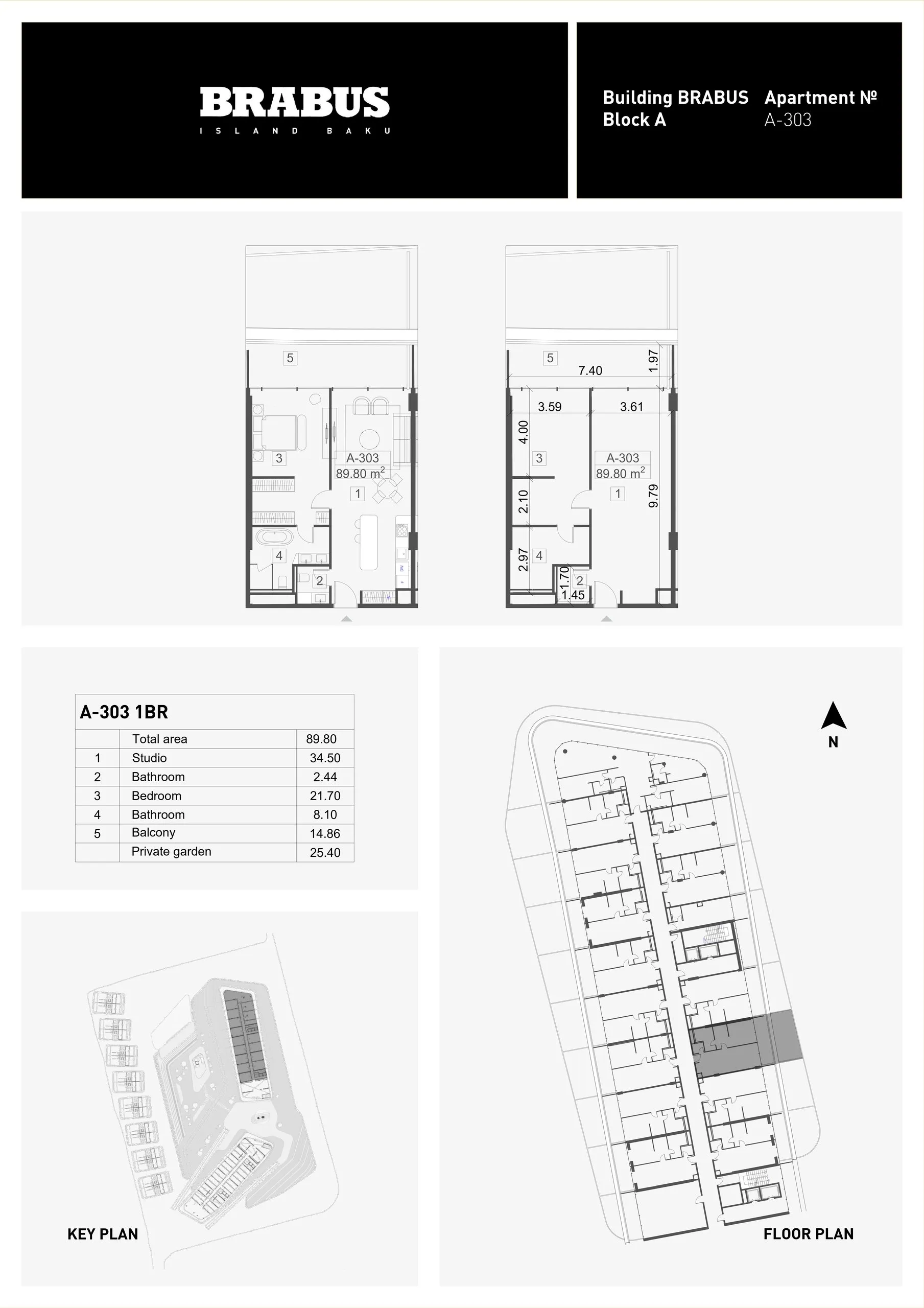 1 yatak odalı daire — Sea Breeze, Bakü, Abşeron — 3/4