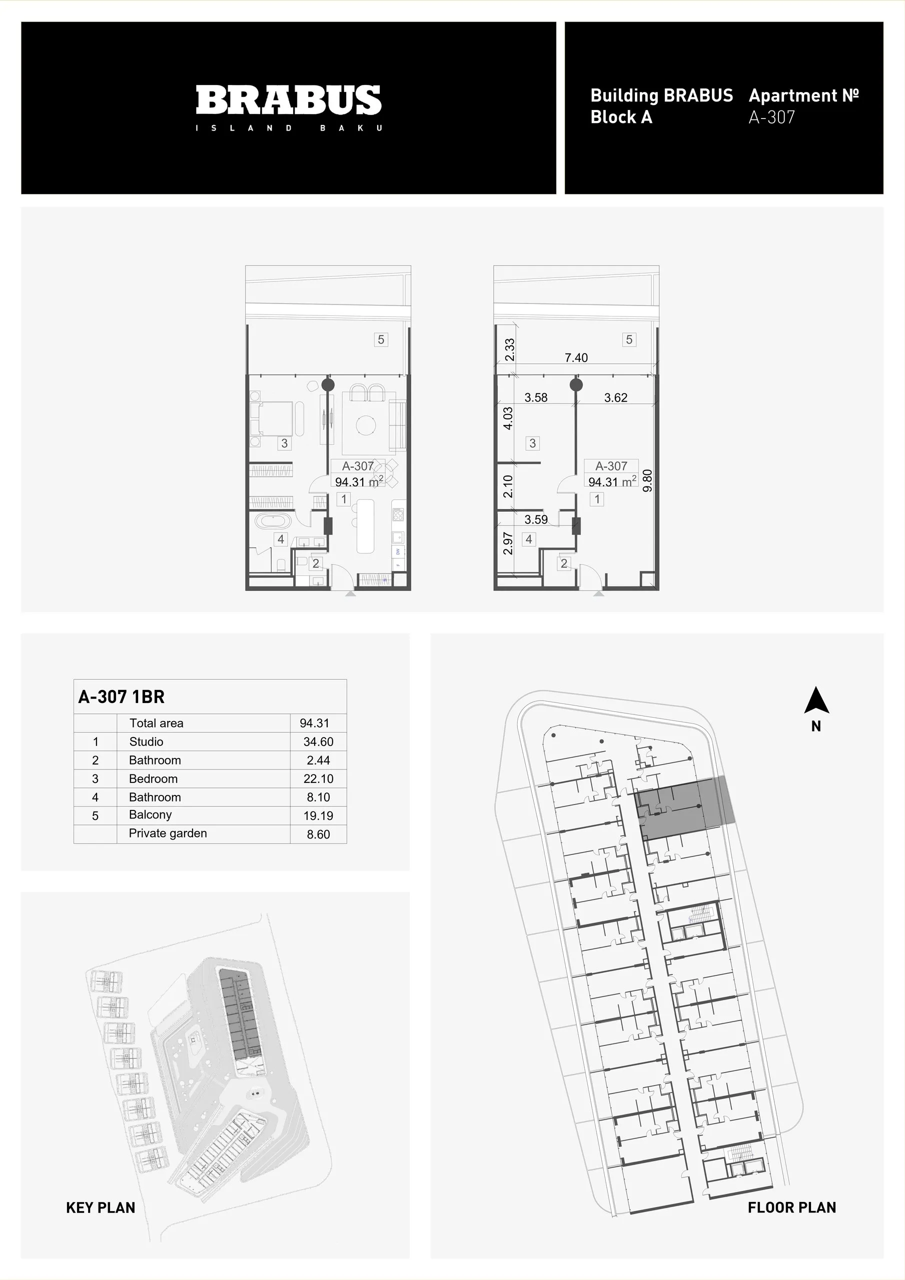 1 yatak odalı daire — Sea Breeze, Bakü, Abşeron — 3/4