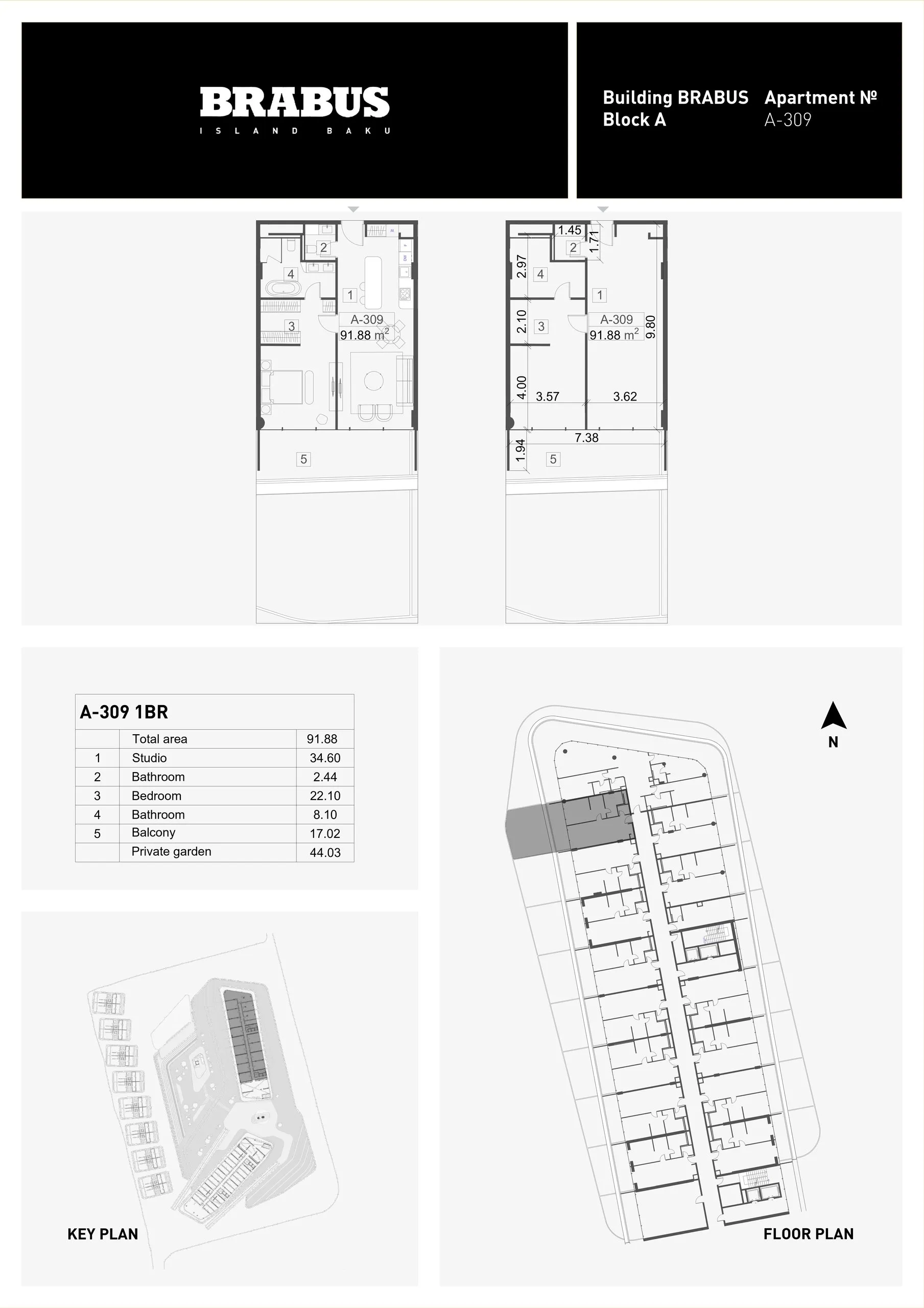 1 yatak odalı daire — Sea Breeze, Bakü, Abşeron — 3/4