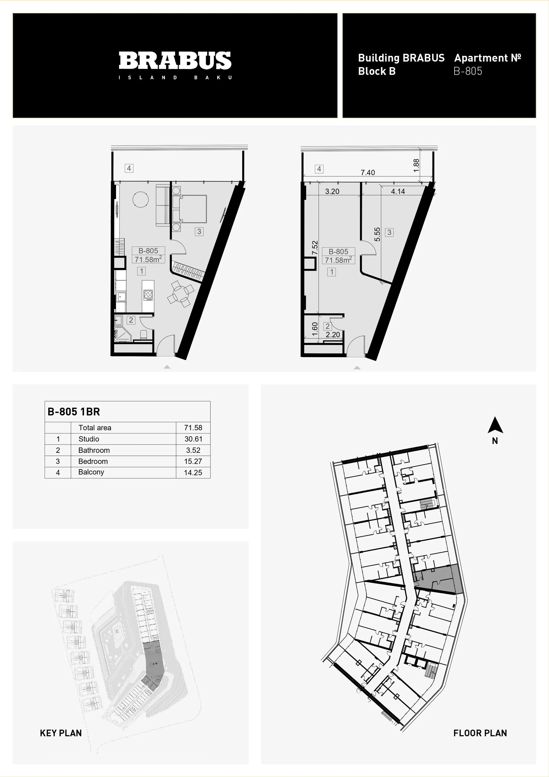 1 yatak odalı daire — Sea Breeze, Bakü, Abşeron — 3/4