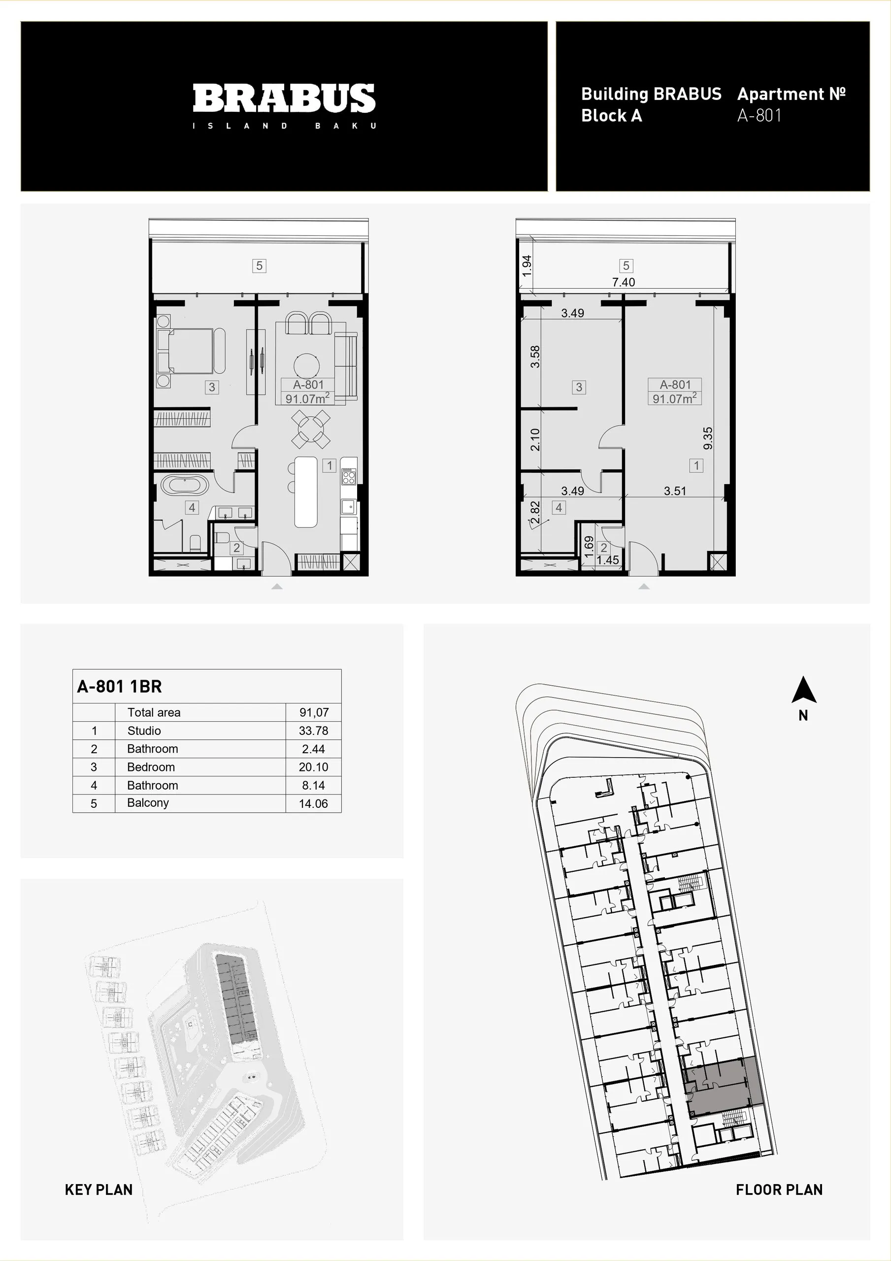 1 yatak odalı daire — Sea Breeze, Bakü, Abşeron — 3/4