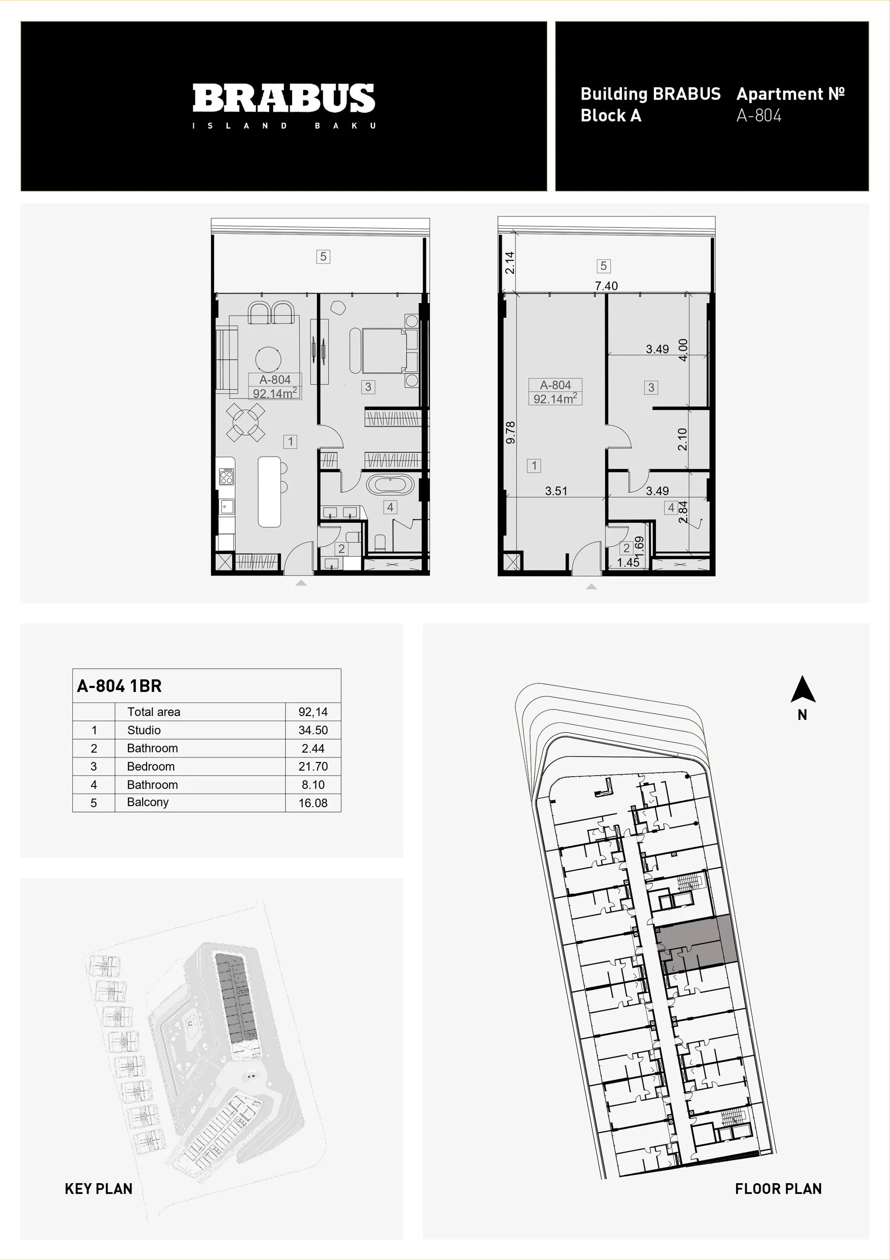 1 yatak odalı daire — Sea Breeze, Bakü, Abşeron — 3/4