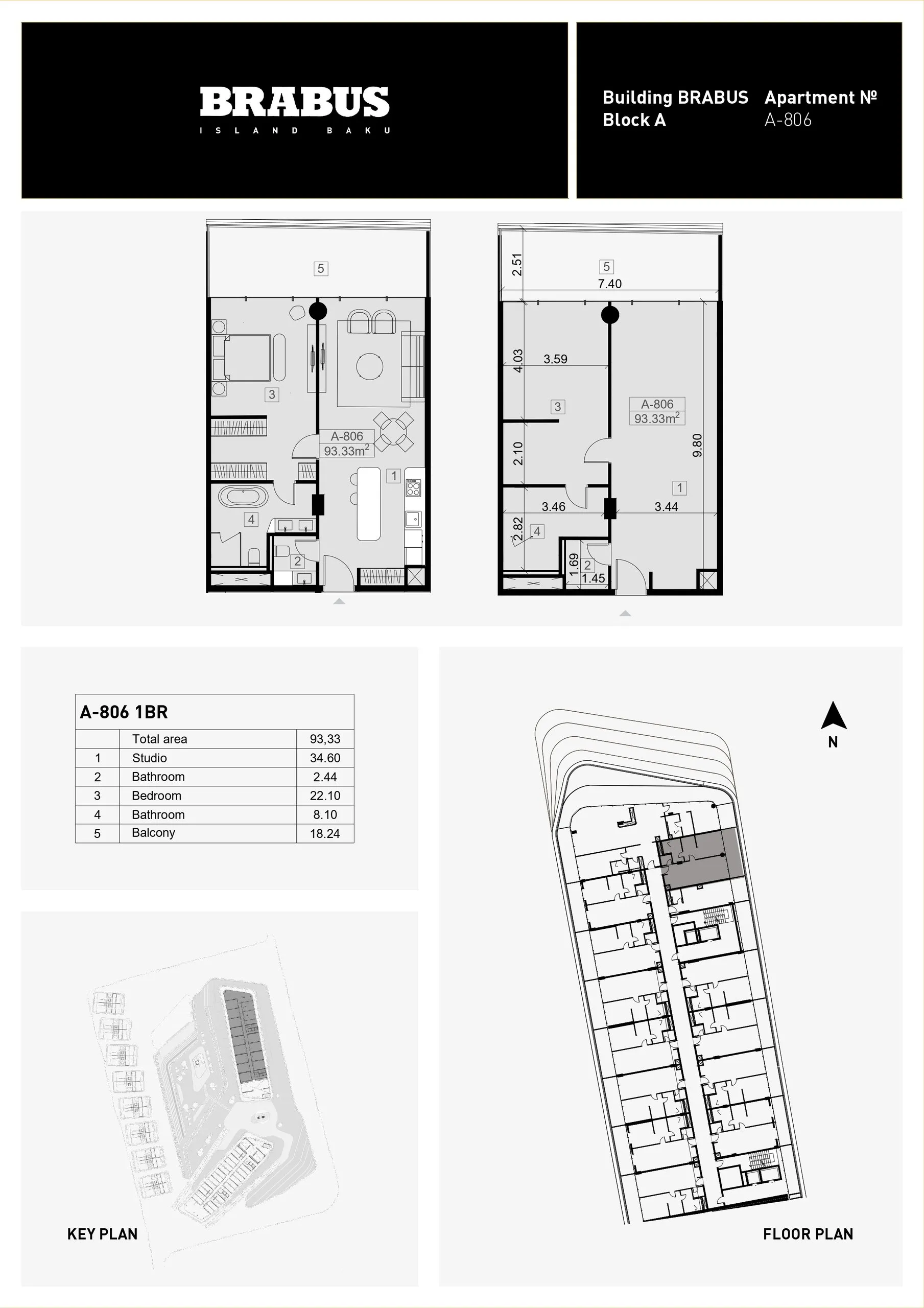 1 yatak odalı daire — Sea Breeze, Bakü, Abşeron — 3/4