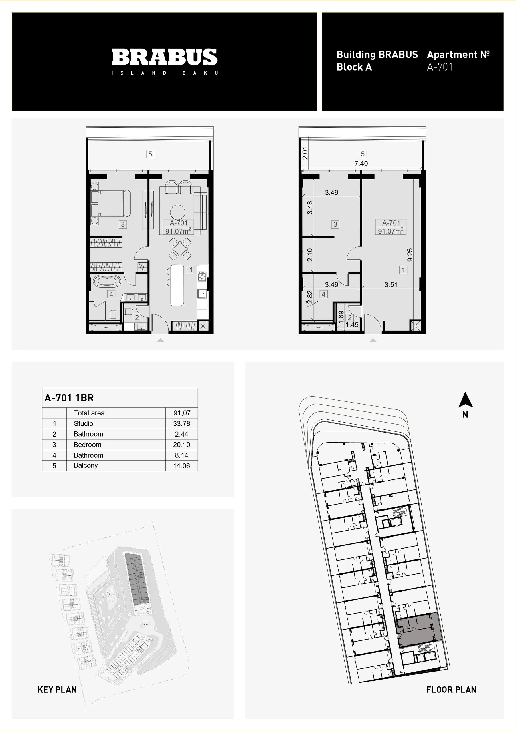 1 yatak odalı daire — Sea Breeze, Bakü, Abşeron — 3/4