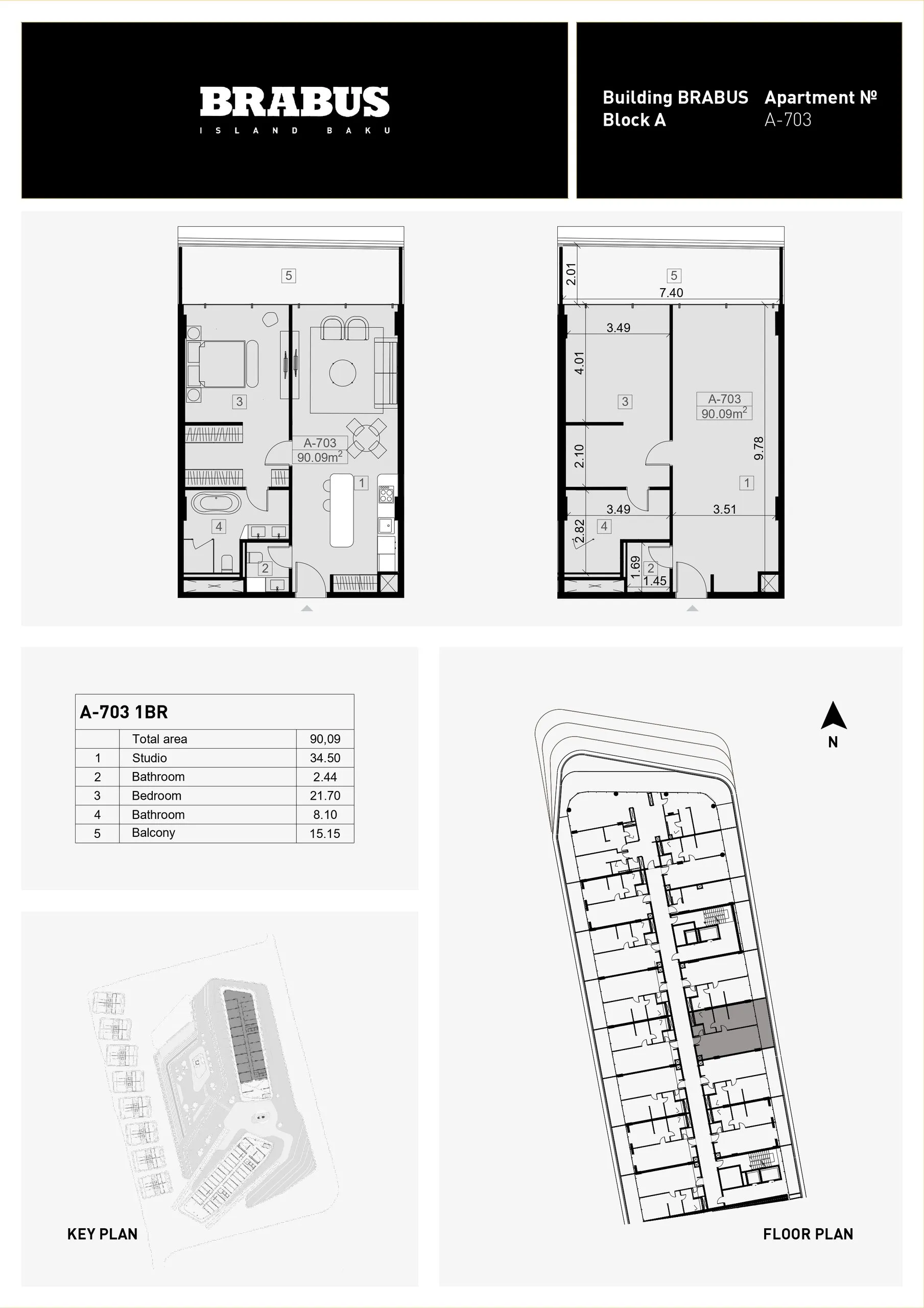 1 yatak odalı daire — Sea Breeze, Bakü, Abşeron — 3/4