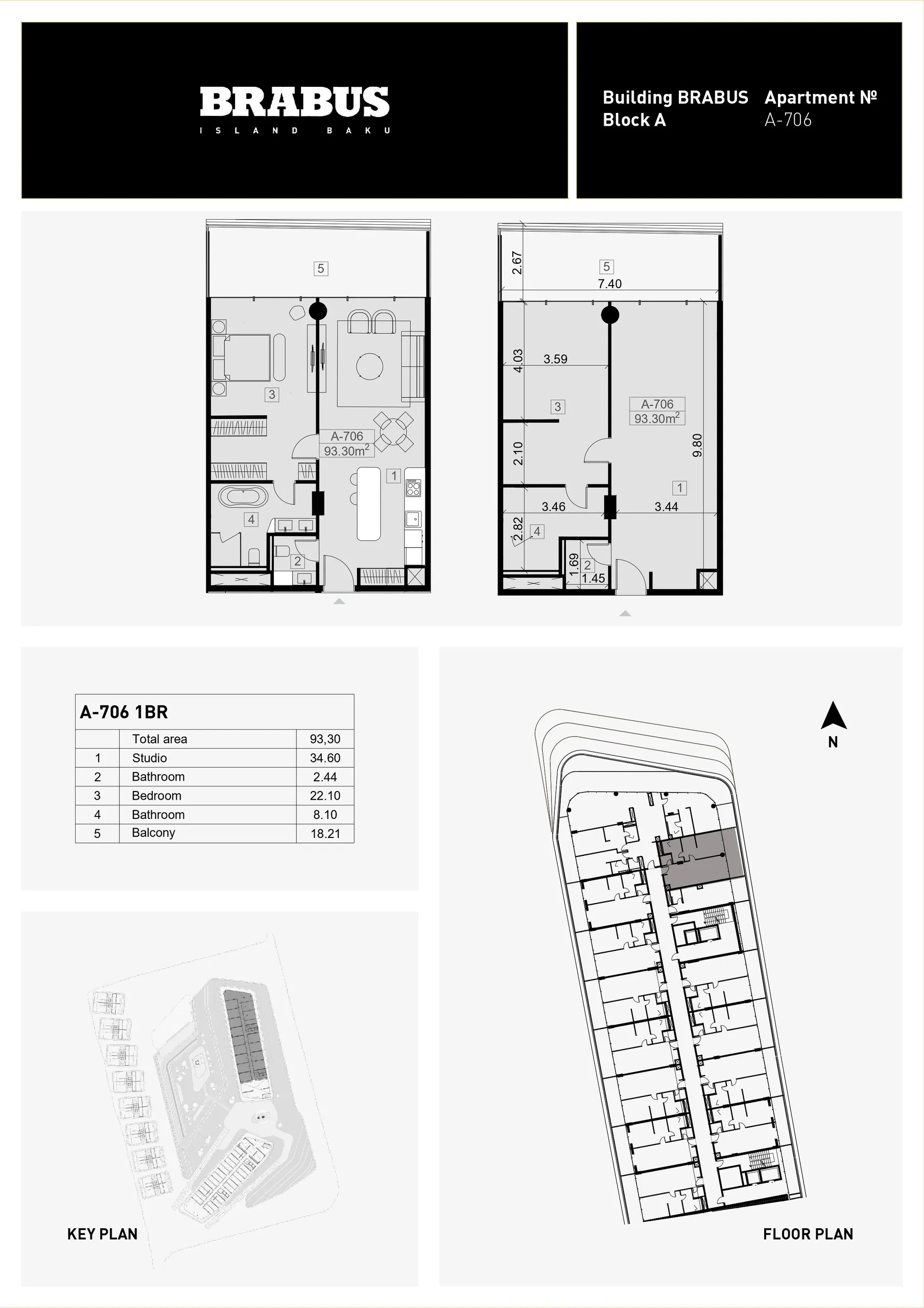1 yatak odalı daire — Sea Breeze, Bakü, Abşeron — 3/4