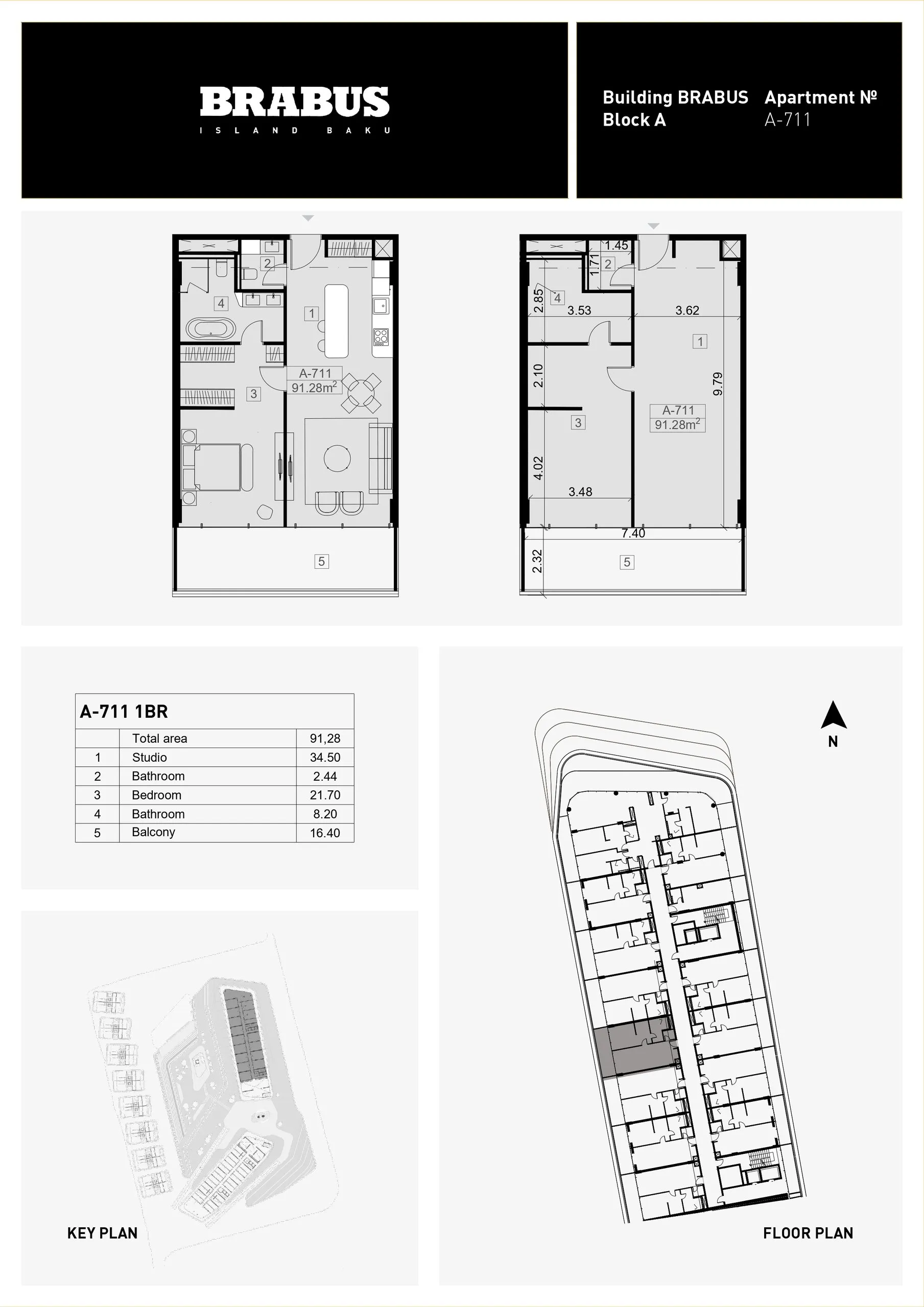 1 yatak odalı daire — Sea Breeze, Bakü, Abşeron — 3/4