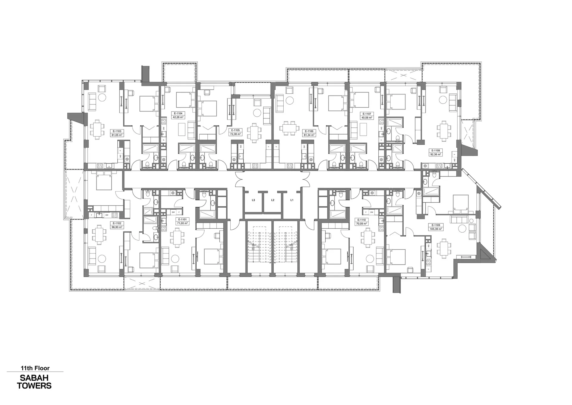 1 yatak odalı daire — Sea Breeze, Bakü, Abşeron — 3/3
