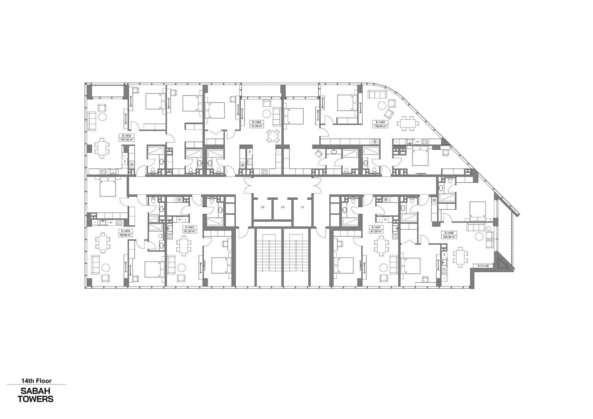 1 yatak odalı daire — Sea Breeze, Bakü, Abşeron — 3/3
