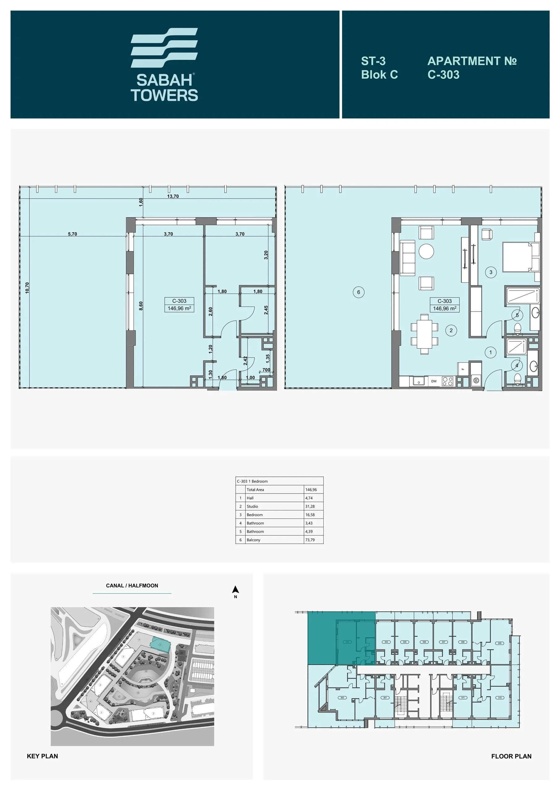 1 yatak odalı daire — Sea Breeze, Bakü, Abşeron — 2/3