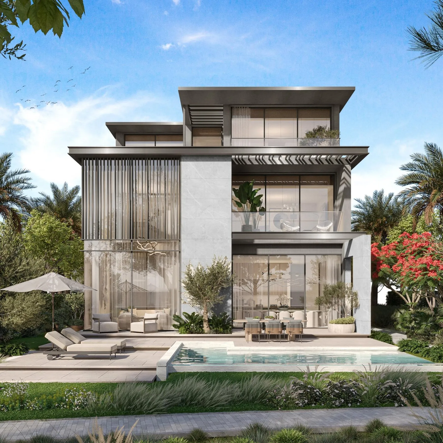 Luxe villa's en herenhuizen in het nieuwe project Nad Al Sheba Gardens in het Nad Al-gebied, 5 slaapkamers, 525 m²