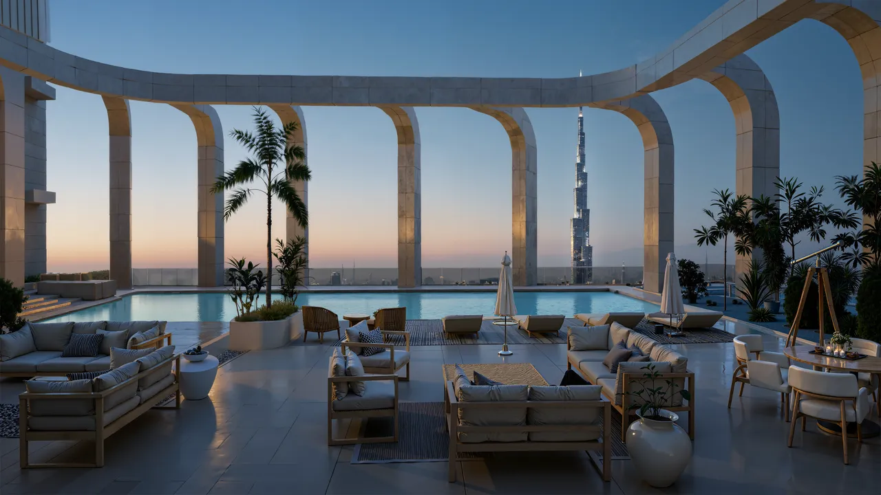 Luxe appartement in het wooncomplex DWTN Residences in de zakenwijk Busines, 1 slaapkamers, 71 m²