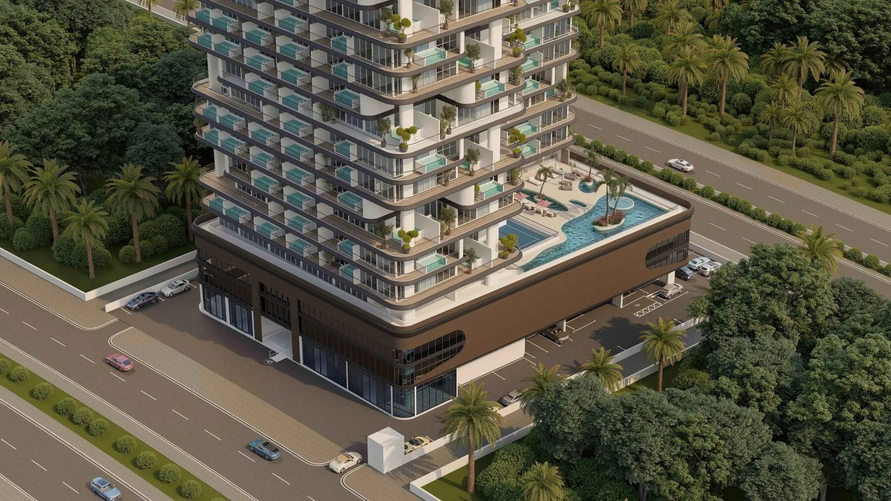 Barari Palace van ARY & MAZ Developments: modern pand in de groene wijk Majan!, 2 slaapkamers, 109 m²