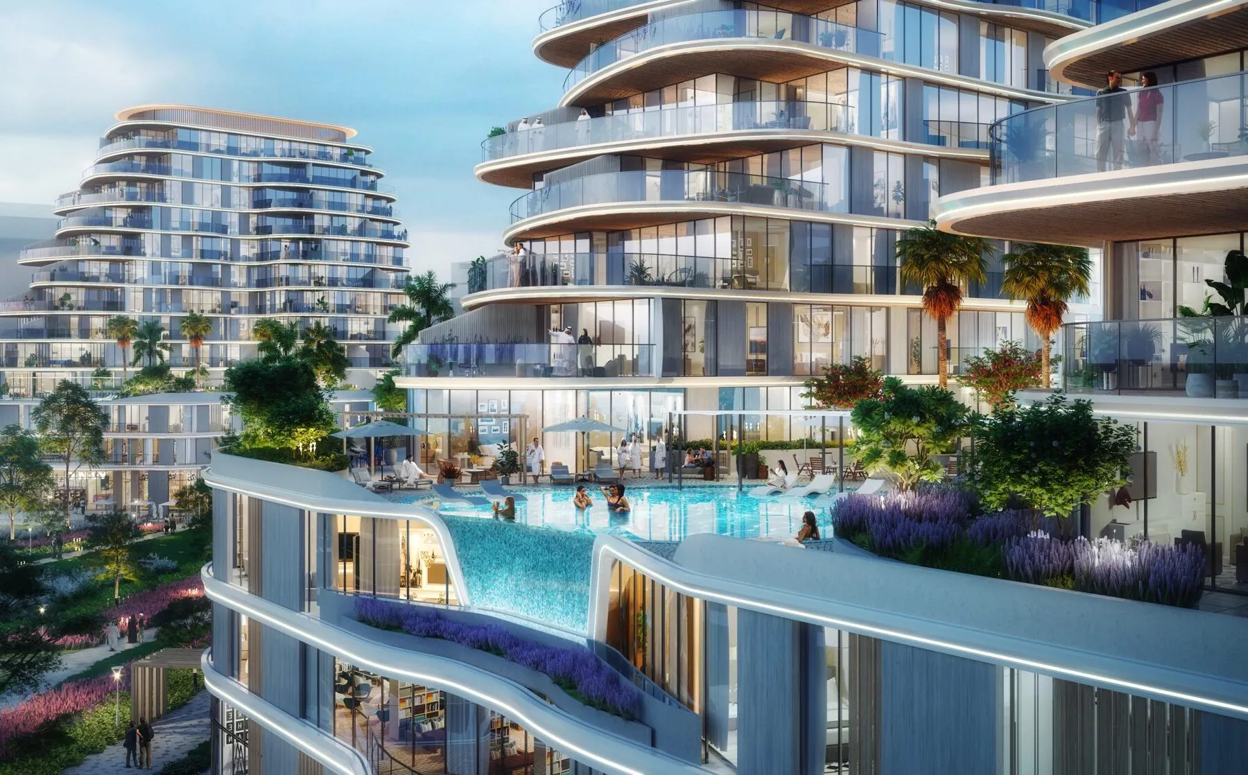 Luxe appartement in het Zephyra Residences-complex op de pittoreske Dubai-eilanden, 2 slaapkamers, 107 m²