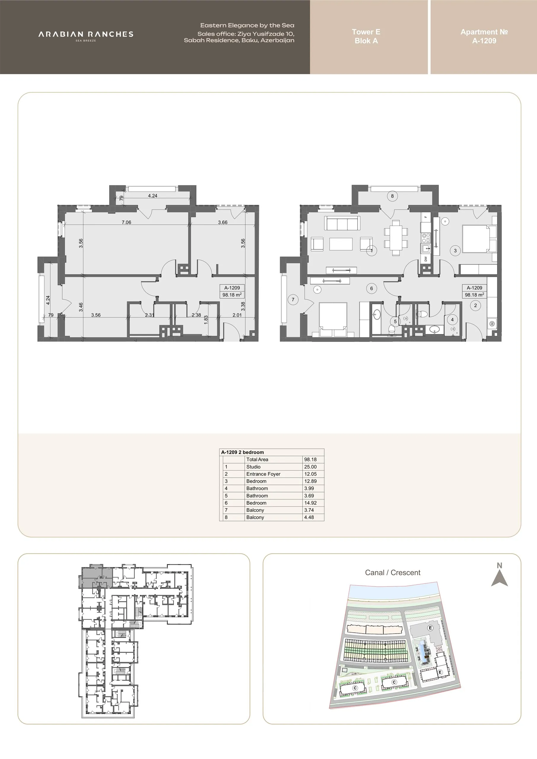 2 yatak odalı daire — Sea Breeze, Bakü, Abşeron — 2/3